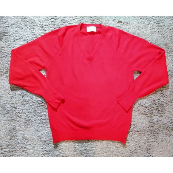 Lord Jeff VTG V Neck Sweater Red Orlon DuPont Mens Large 100% Supersoft EUC - Picture 1 of 6